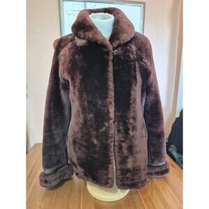 Vintage Kerrybrooke 1960s faux fur womens coat dark brown soft‎ size medium